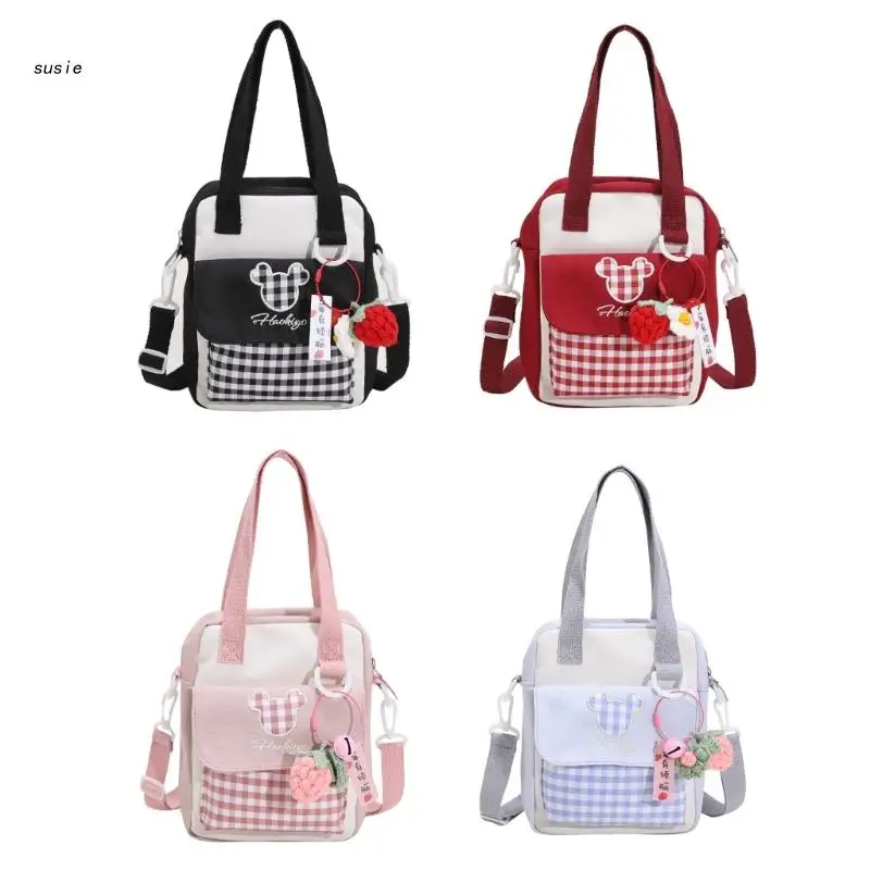 

X7YA Women Shoulder Bag Transparent Student Handbag Girls JK Bag Canvas Crossbody Bag