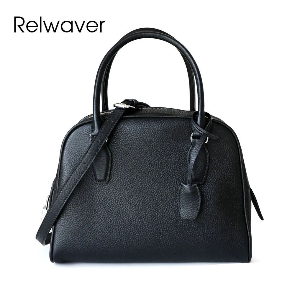 Relwaver сумка для боулинга из натуральной кожи весна 2021 универсальные черные
