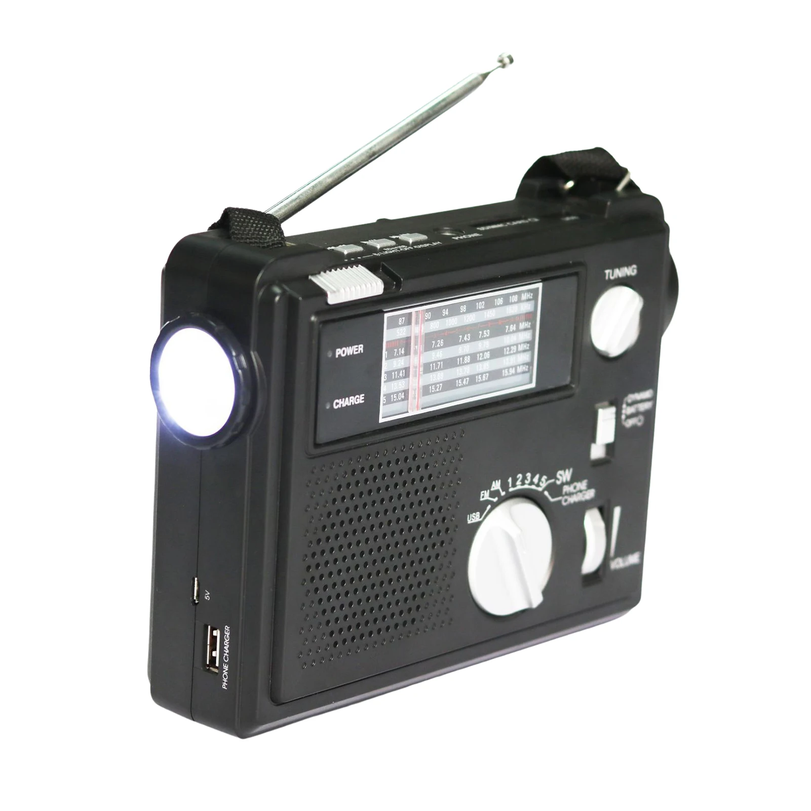 

Emergency Weather Radio Portable Weather Radio With Hand Crank AM/FM/SW Weather Alert Radio With Power Bank Phone Charger