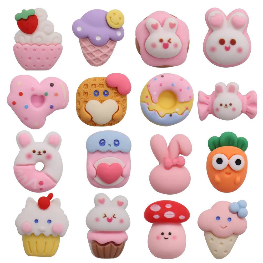 

1pcs Rabbit Carrot Cupcake Resin Garden Shoes Accessories Adorable Shoe Decorations Fit Girls Wristband Croc Jibz Charm