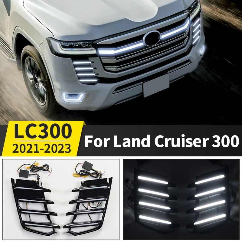 

For 2021 2022 2023 Toyota Land Cruiser 300 Bumper Front Grill LED Lamp Daytime Running Light LC300 Exterior Upgraded Accessories