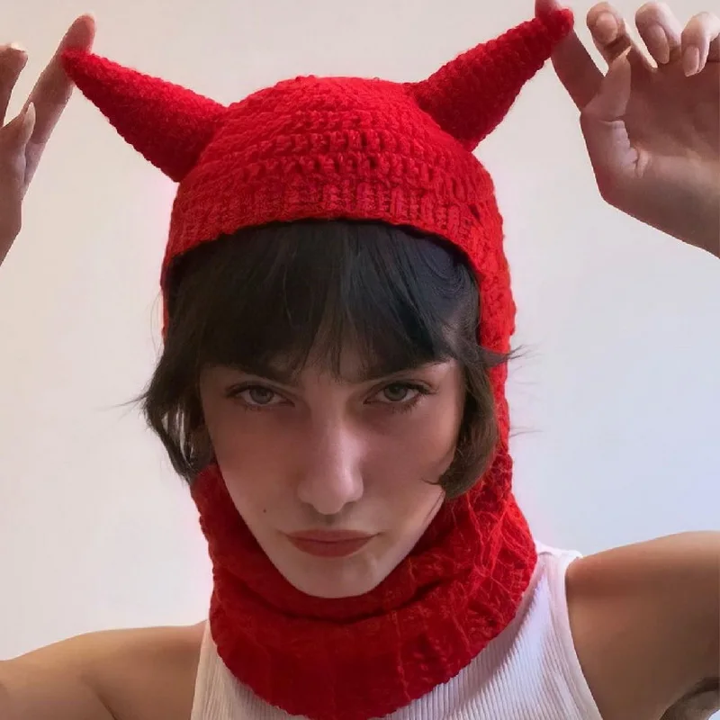 

Prank Cos Play Beanies Balaclava Party Facepiece Hat Men Women Hand Weave Halloween Beanies Knitted Headgear Funny Unisex Cap