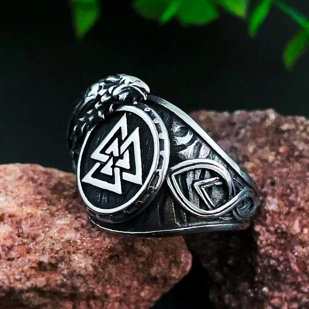 Кольцо Nordic Odin Crow Viking Valknut из нержавеющей стали винтажное кольцо с кельтским