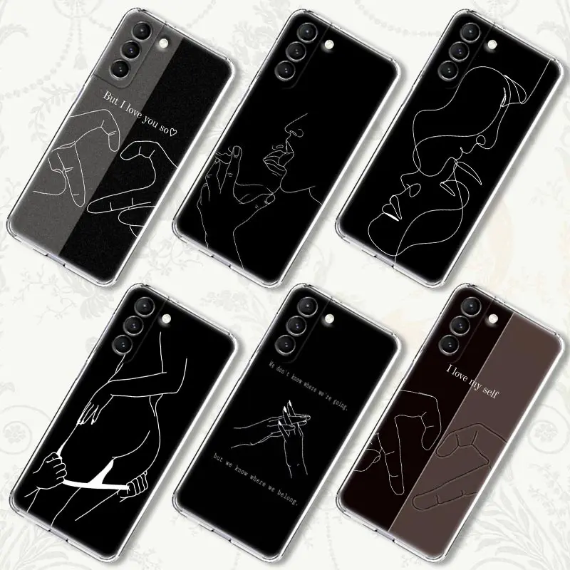 

Clear Case for Samsung S22Ultra Galaxy S21 S20 FE S22 Ultra S10 5G S9 Plus Cases Soft Phone Cover Line Art But I Love You So