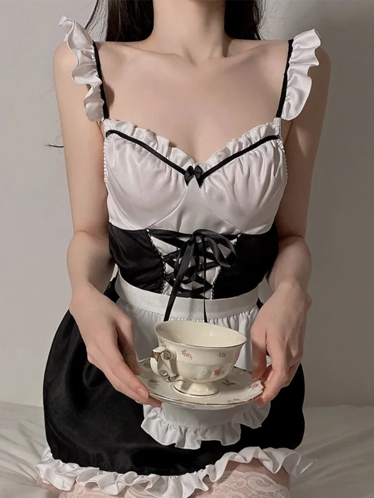 Женская униформа Эротическая горничная сексуальные школьные костюмы ночное