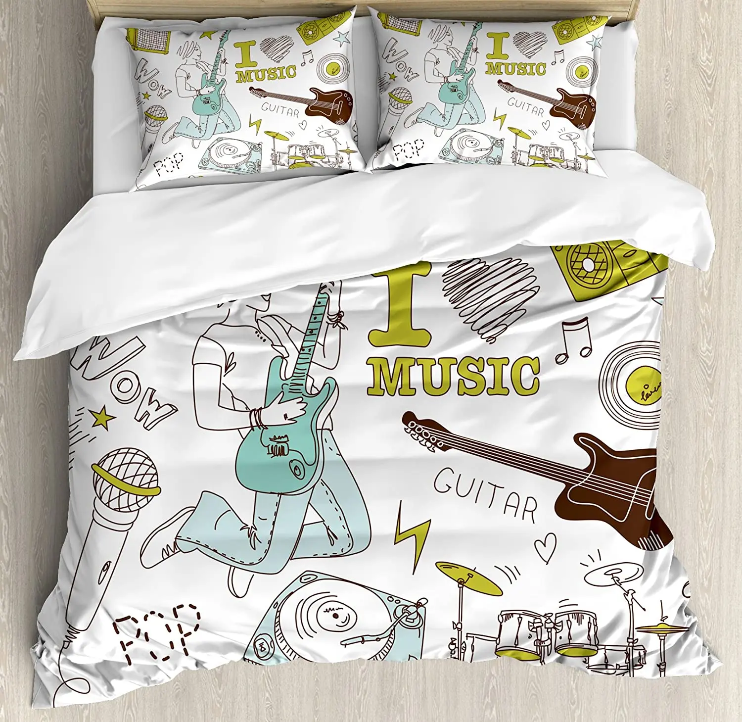

Popstar Party Bedding Set For Bedroom Bed Home I Love Music Themed Sketch Composition Ins Duvet Cover Quilt Cover And Pillowcase