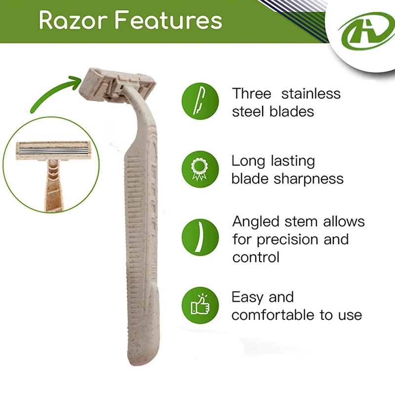 

1/8PCS Eco-Friendly Biodegradable Razor Three Layer Blade Manual Disposable Shaving Razor Made Of Wheat Straw