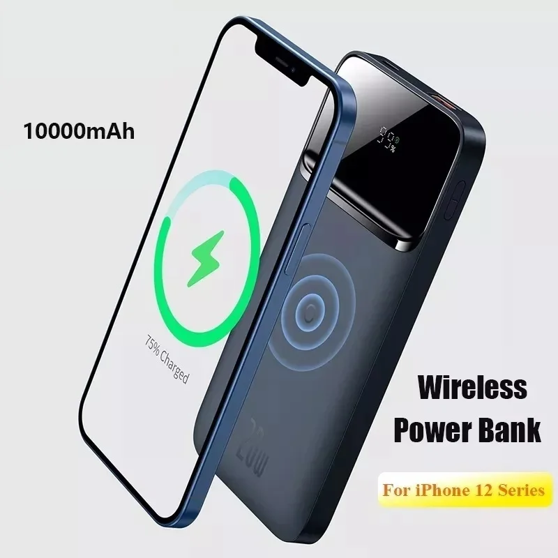

Power Bank 10000mAh Wireless Charger PD 20W Fast Charger External Battery Portable wireless charging For iPhone12 Series