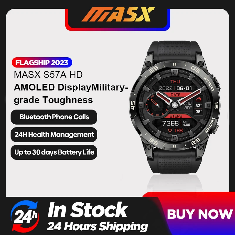 

MASX S57A smart watch 1.39'' AMOLED high definition Display 420mAH bluetooth call Military-grade Toughnes Waterproof Sport watch