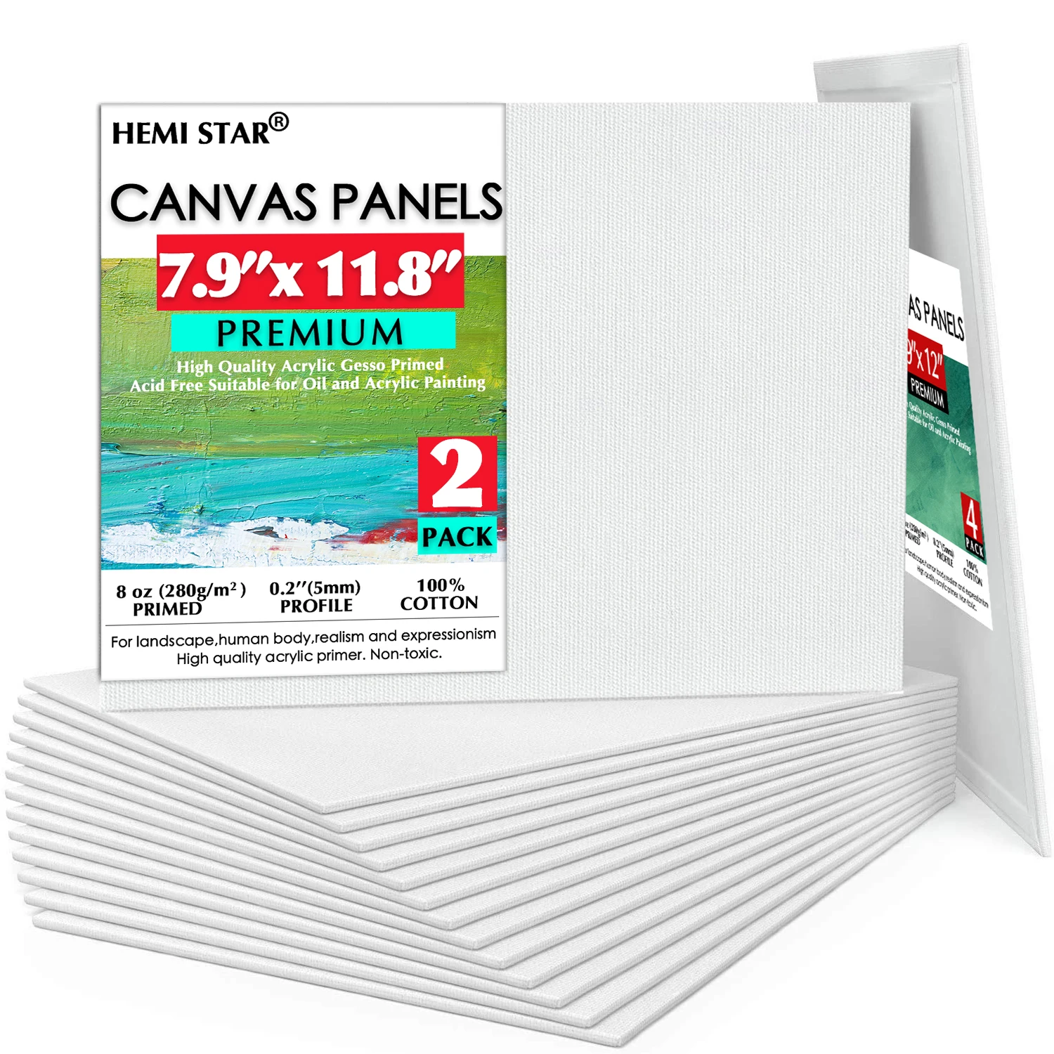 

Canvas Panels 2-pcs 8 Oz Primed Acid-Free 20x20cm-7.9x7.9in 100% Cotton Paint Canvas for Painting, Blank Canvas for Artist