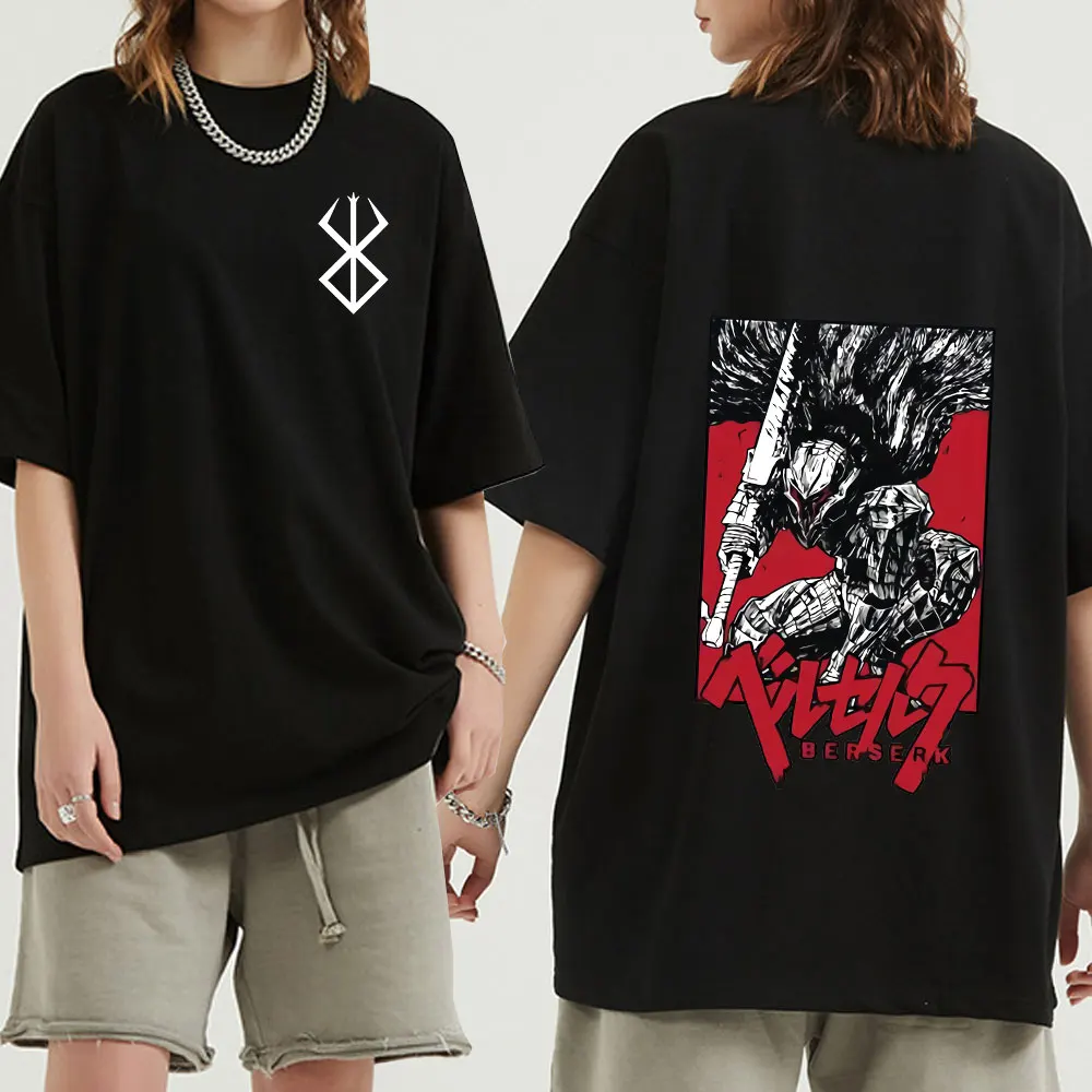 

Berserk Guts Double-sided Print T Shirt Men Manga Swordsman Gatsu Sacrifice Zodd Japanese Anime T-shirt Unisex Hip Hop Top Tee