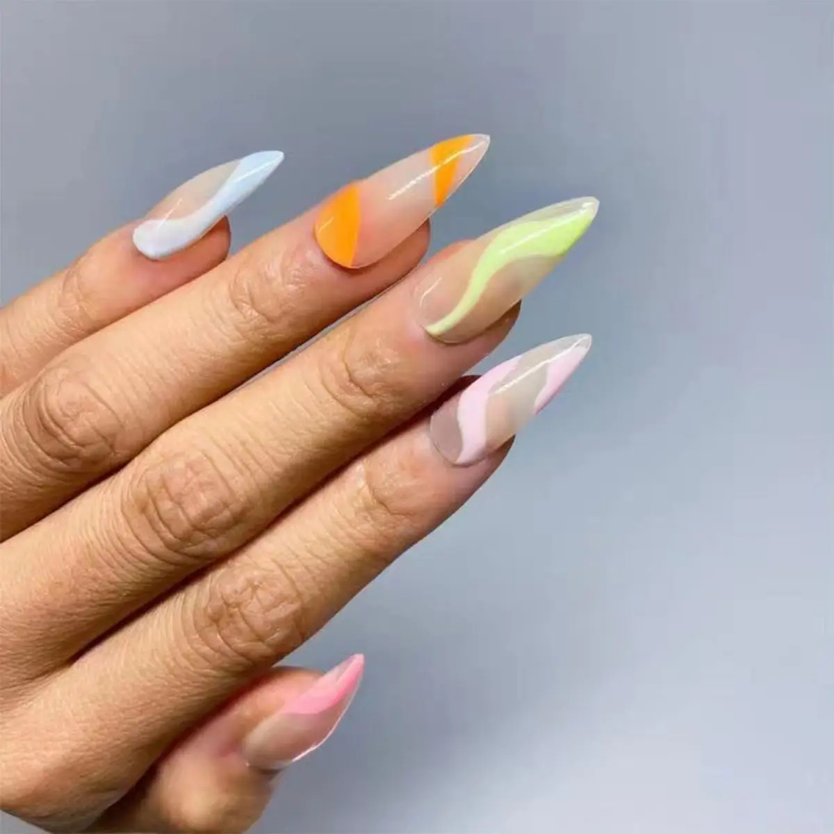 

Women Fashion Manicure Tool Detachable Artificial Wearable Glitter Rhinestone Fake Nails Almond False Nails Nail Tips