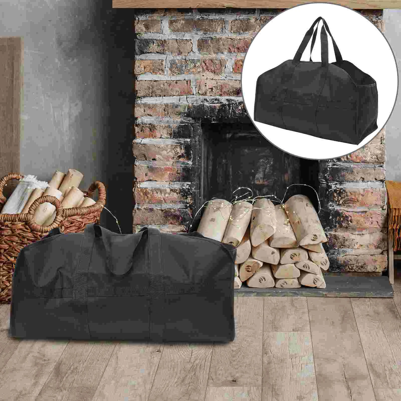 

Firewood Camping Carrier Wood Log Storage Tote Cloth Holder Resistant Water Handles Transport Carrying Duty Organizer Heavy