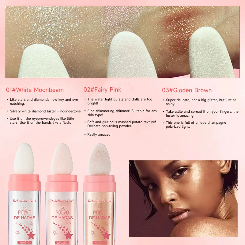 Polvo De Hadas Moonlight Highlighter Powder - Мерцающие Румяна Для Контура Лица И Тела Женщин Стойкий