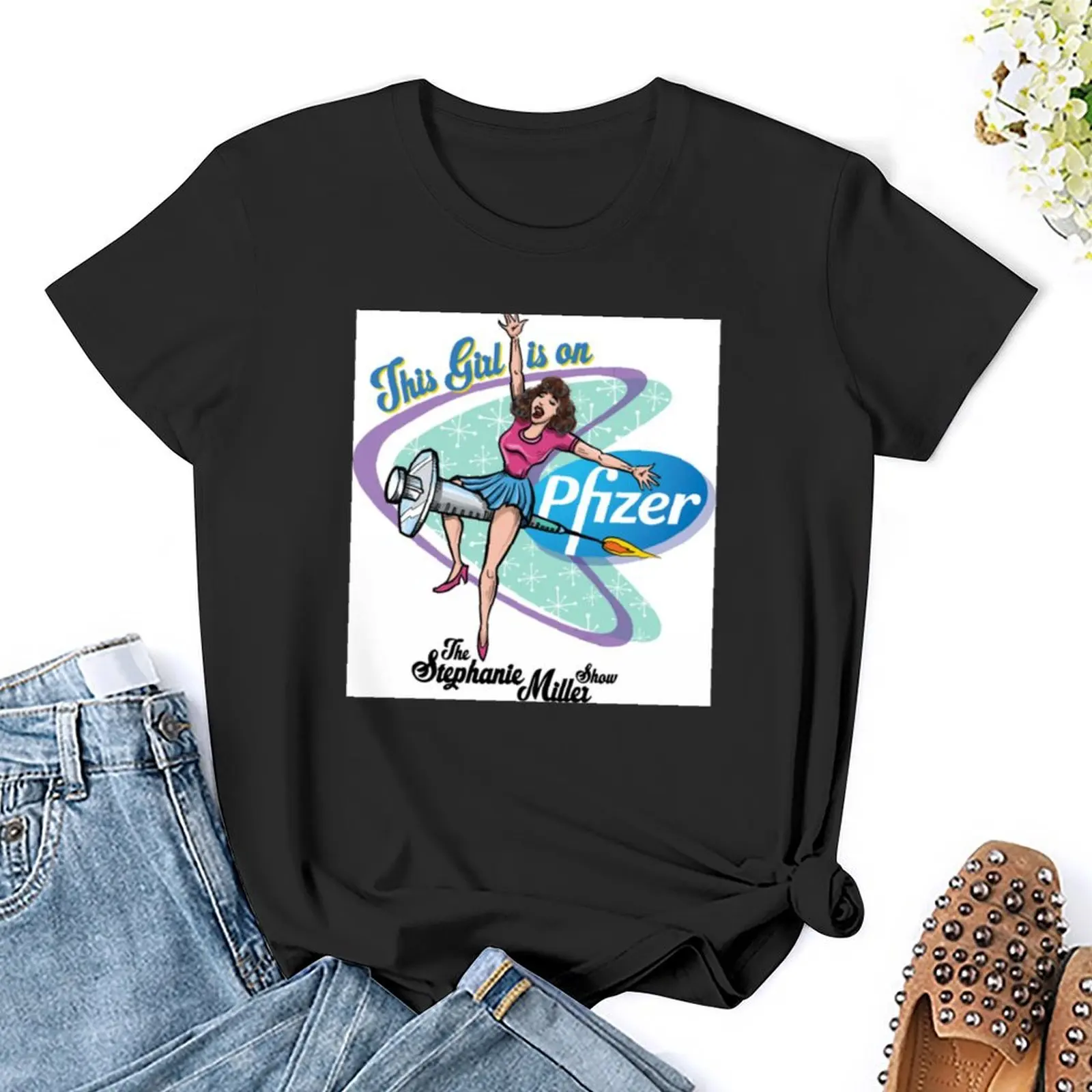 Эта девушка на Pfizer футболки с графическим рисунком летние топы женские для