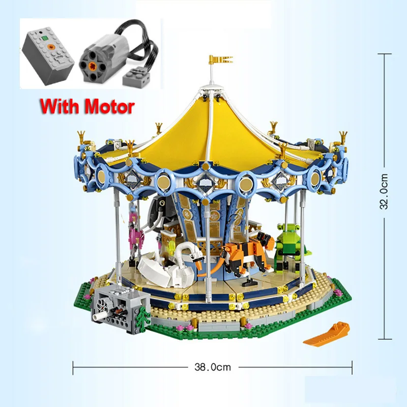 

With Motor Carousel Compatible 10257 Children Fairground Grand Building Blocks Bricks Christmas Kids Birthday Gift Toy 15036