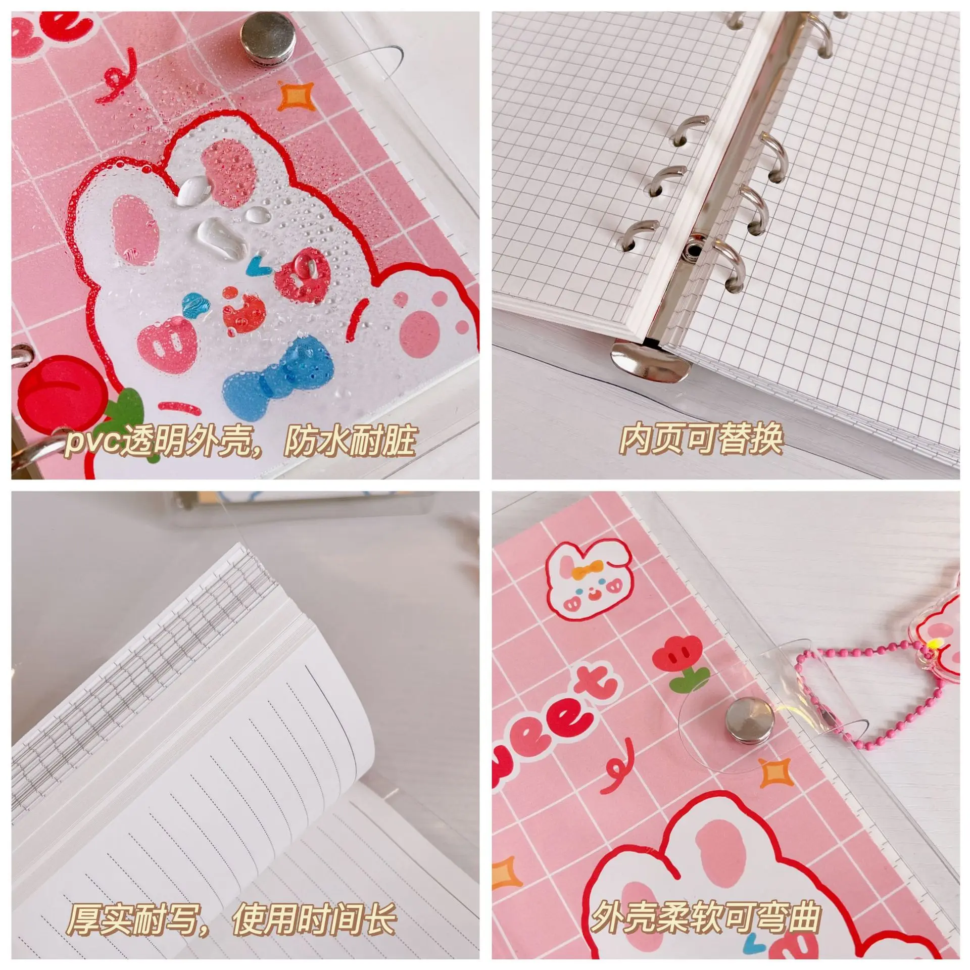 Kawaii Rabbit A6 прозрачный блокнот ежедневник набор еженедельных и ежемесячных