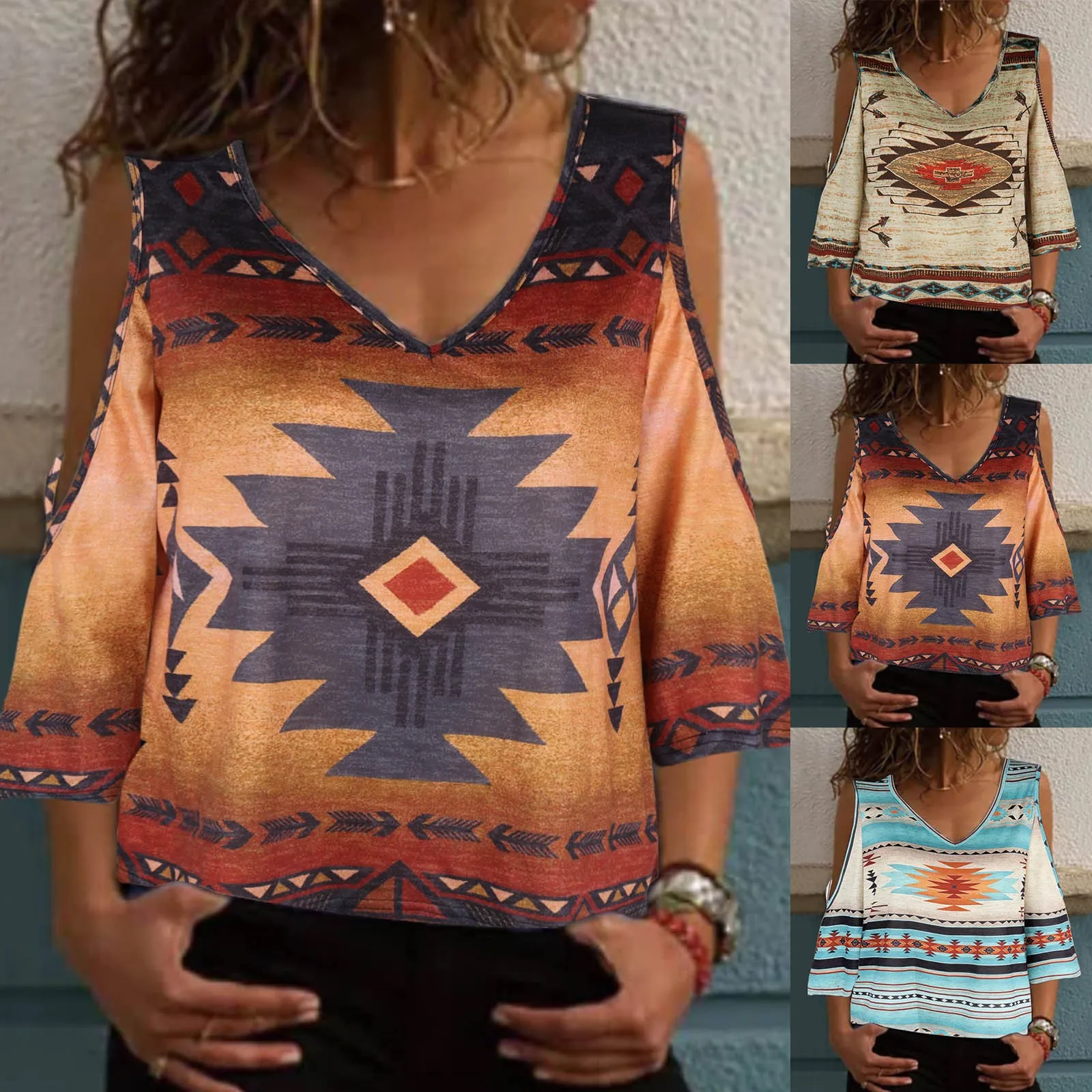 

Womens Tops Tee Shirts Women Loose Printed Blouse Style Retro Casual Folk V Womens White Camp Shirt Black Tee Short Sleeve Women