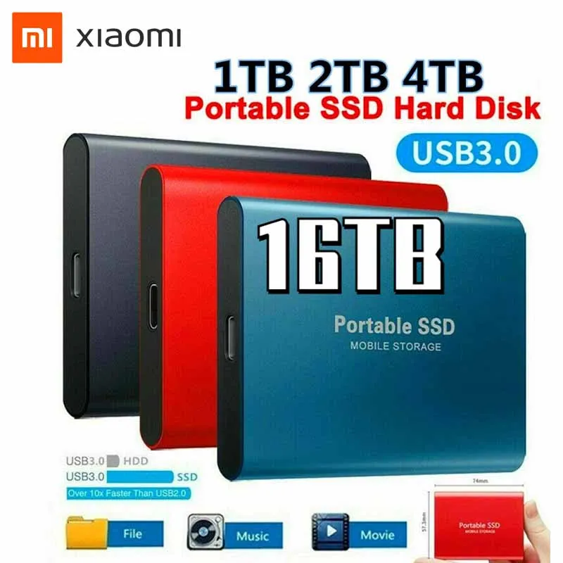 xiaomi 100% Original SSD External Hard Drive 2TB 1TB HD External USB Hard Drive Storage for Cellphones Desktop Laptop Hot Sales