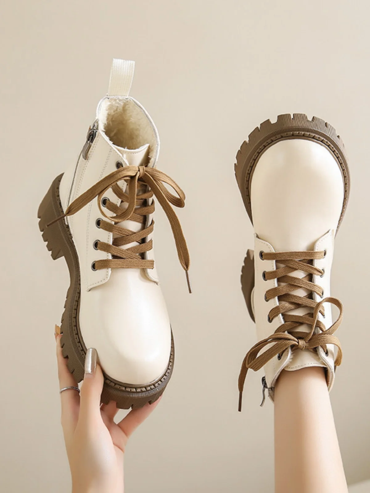 Ботинки женские на молнии с круглым носком осенне-зимние 2023