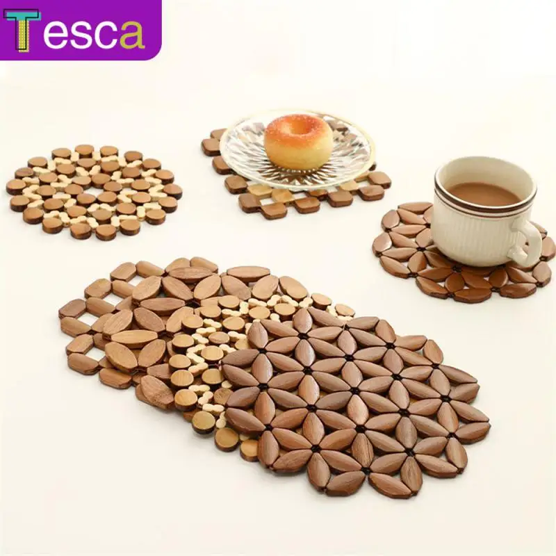 

Table Mat Bamboo Coaster Dining Plate Mat Heat Insulation Pad Kitchen Table Mats 1pcs Non-slip Pot Mat Placemat Pad