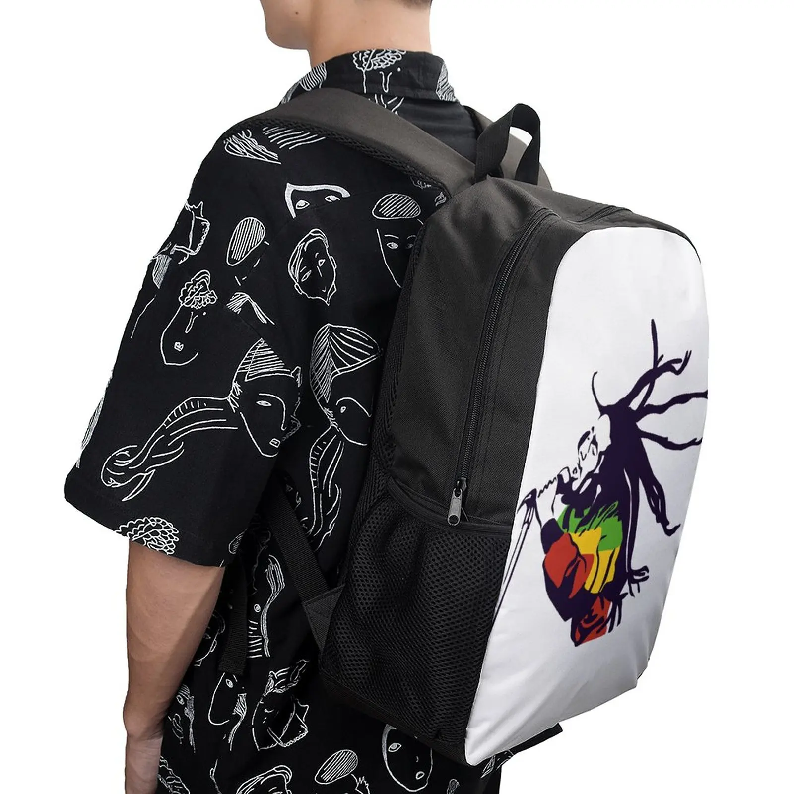 

17 Inch Shoulder Backpack Bobs And Marley - The King of Reggae Classic Lasting Graphic Cool Snug Schools Blanket Roll