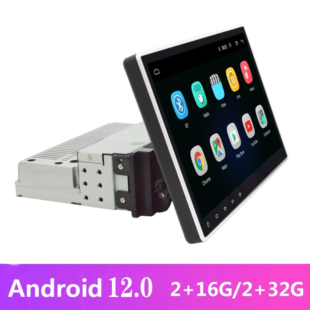 Однодиновый автомобильный радиоприемник Android 12.0 с мультимедийным плеером WIFI, вращающимся 10.1" сенсорным экраном HD, GPS-монитором и стереоприемником