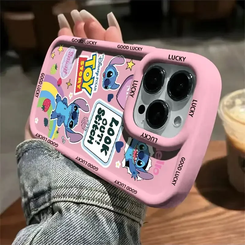 Мультяшный милый чехол для телефона MINISO Stitch iPhone 15 14 13 12 11 Pro Max XR XS X 7 8 Plus SE2 мягкий