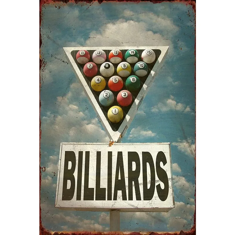 

Billiards poker Club Vintage Metal Sign Pool Billiards Balls Poster Tin Sign Home Family Gift Funny Metal Signs Wall Decor 12x8