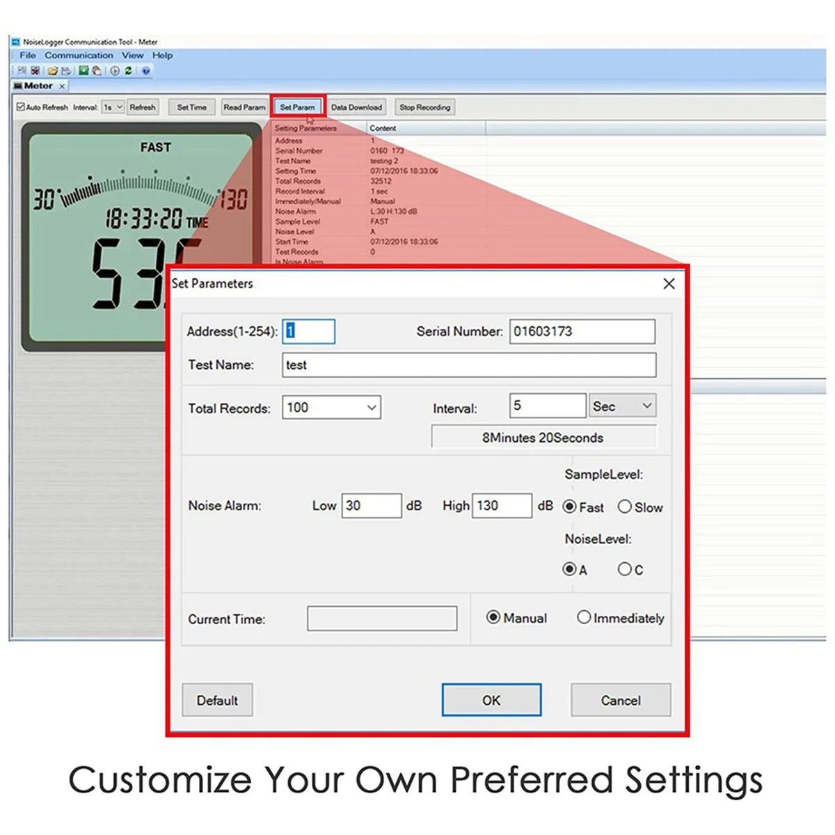 Высокоточный датчик шума измеритель децибел 30-130 дБ USB-запись