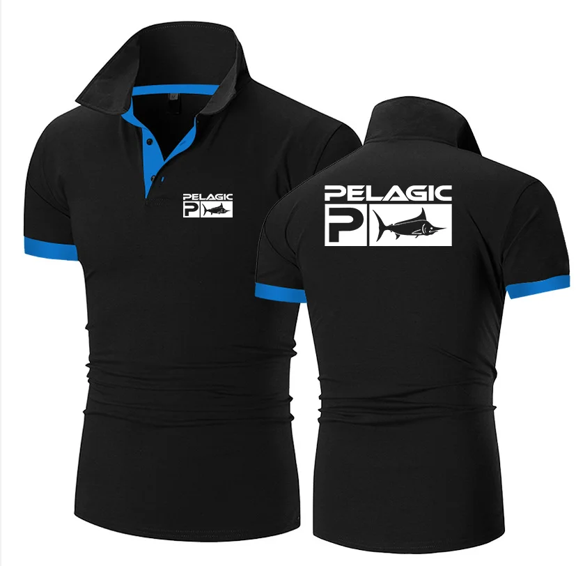 

2022 Camisa de polo masculina de algodão, camisa casual de mangas curtas respirável para PELAGIC camisa de tênis de golf