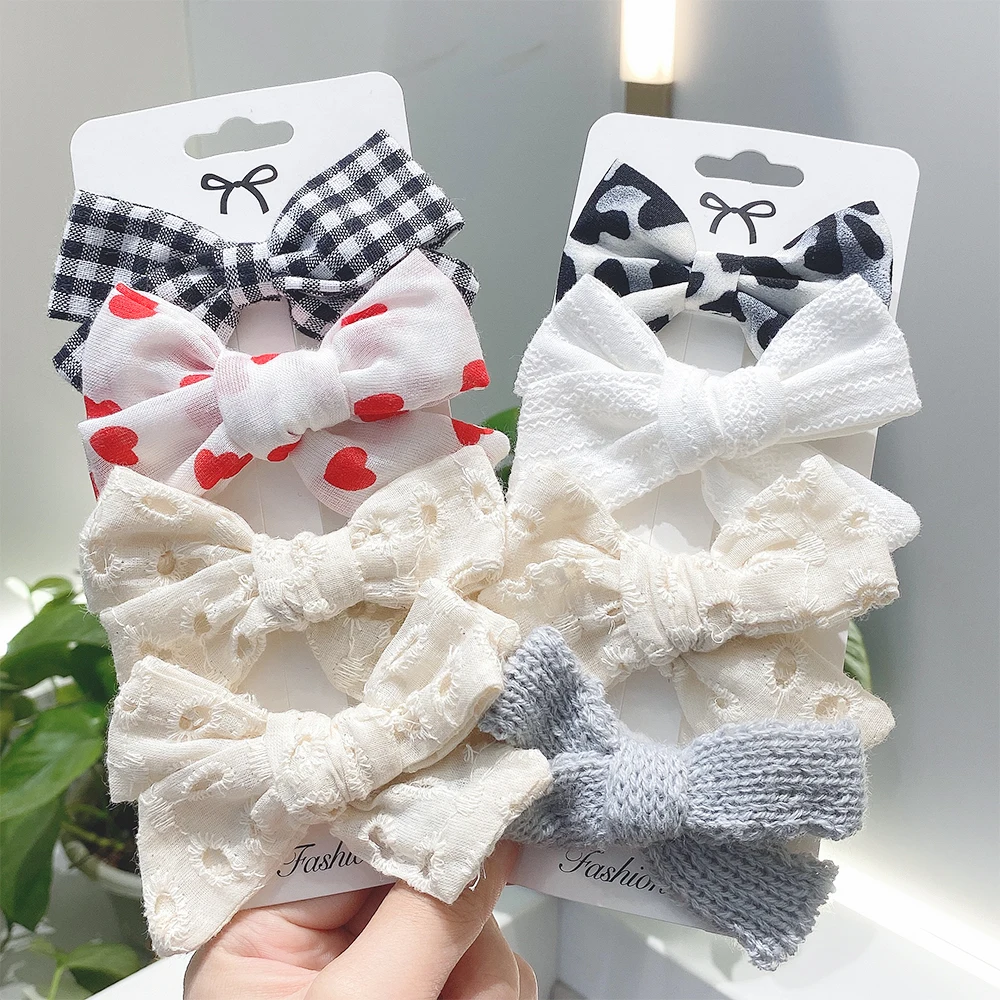 

4Pcs/set Sweet Leopard Print Bows Hair Clips For Kids Girls Bowknot Safety Clip Hairpin Barrettes Headwear Baby Hair Accessories