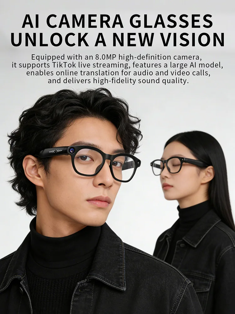 Фото Новые умные AI-очки 2026 года с камерой 800 Мп, HD фото- и видеосъемкой, голосовыми вызовами, переводом, водонепроницаемостью и Bluetooth для мотоциклистов №4