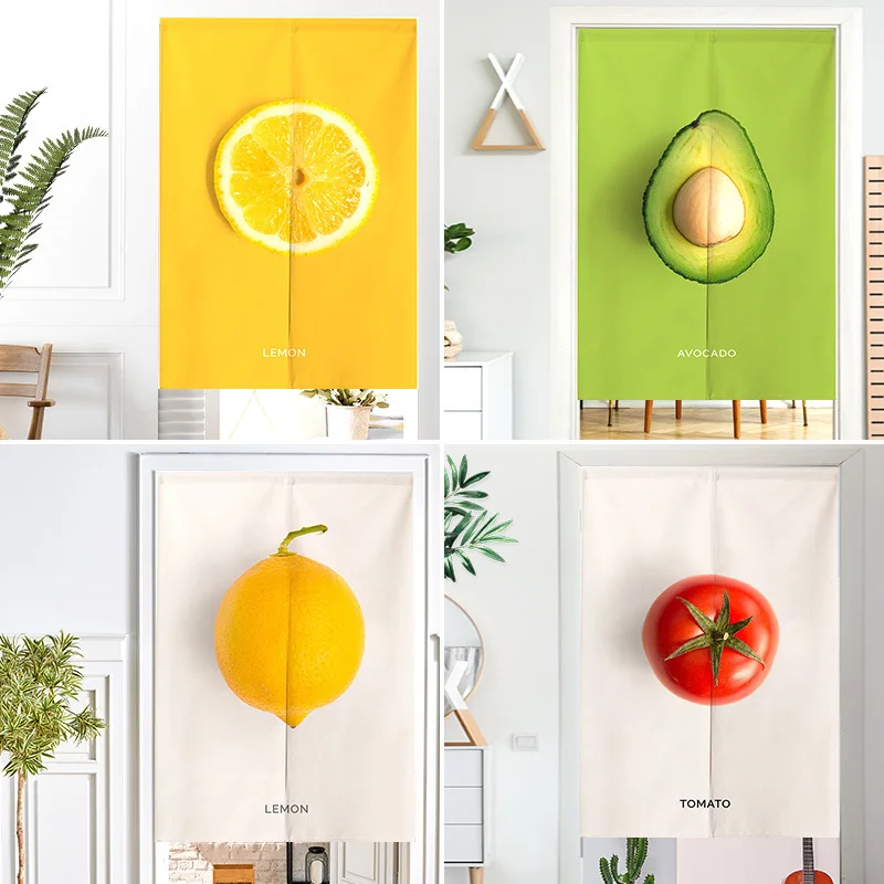 

Fruit Lemon Avocado Tomato Door Curtain Ins Noren for Bedroom Living Room Home Decor Japanese Short Kitchen Door Curtains Linen
