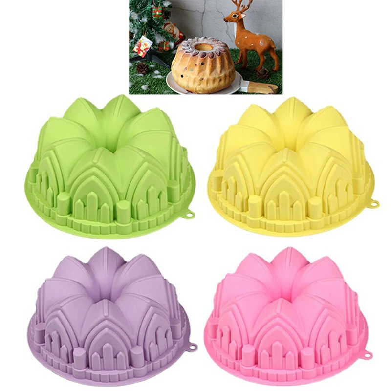 

21.7CM Big Cake Silicone Mold Castle shape Bread Pastry Mould Baking Tool