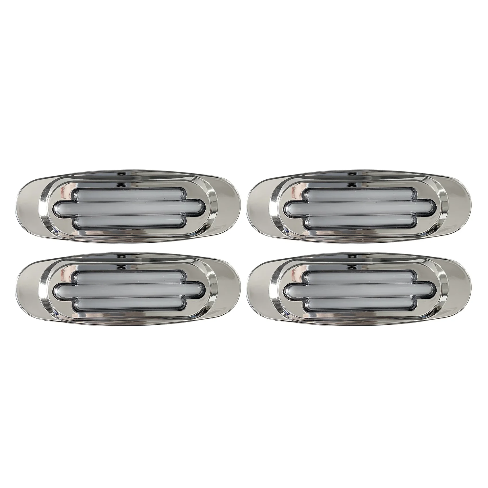 

4 Pcs Side LED Marker with Chrome Bezel Universal LED Clearance Markers for Truck Trailer Boat ATV Marine White
