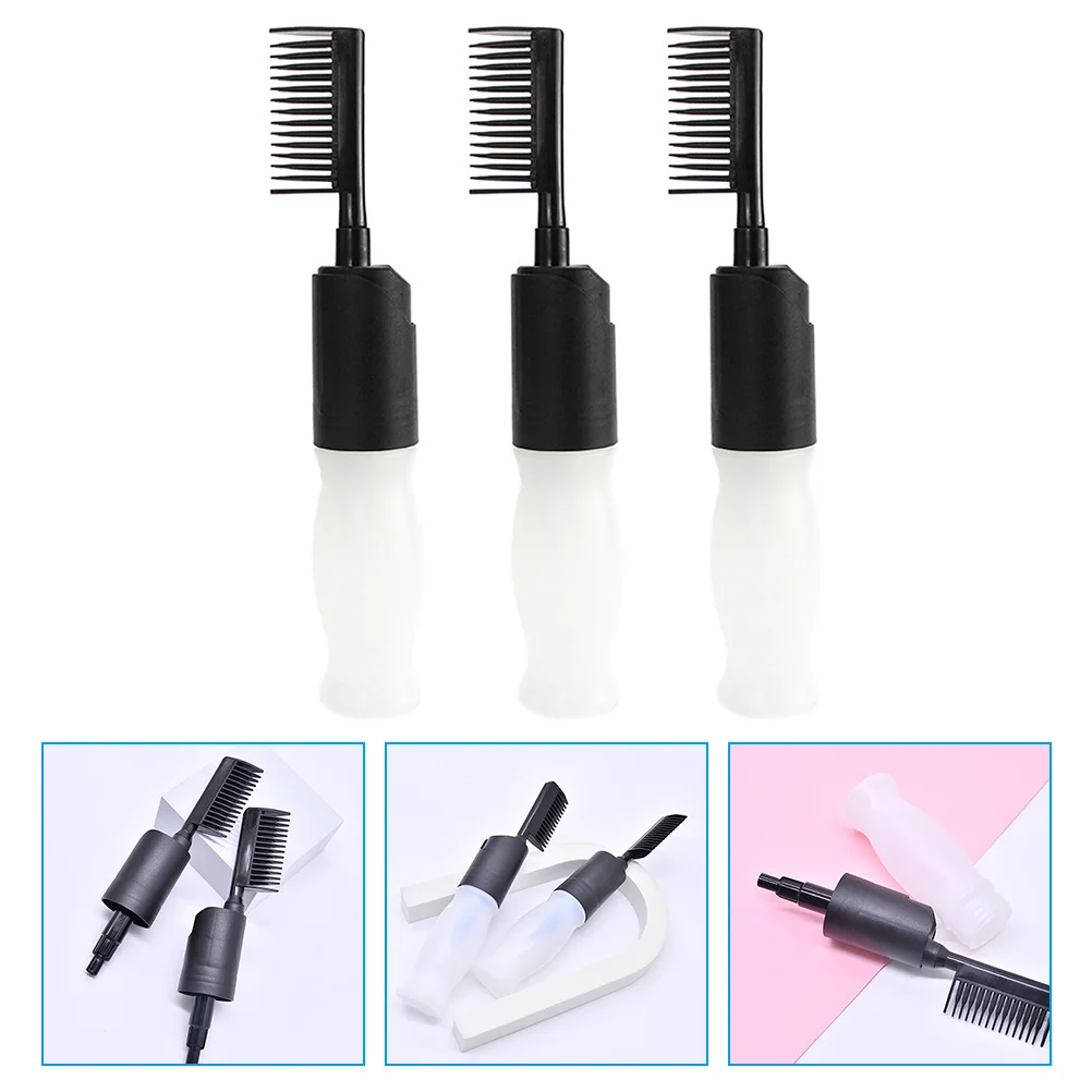 

3 Pcs Hair Dye Bottle Color Brush Applicator Oil Dyeing Tools Scalp Root Comb Dispenser Dropper