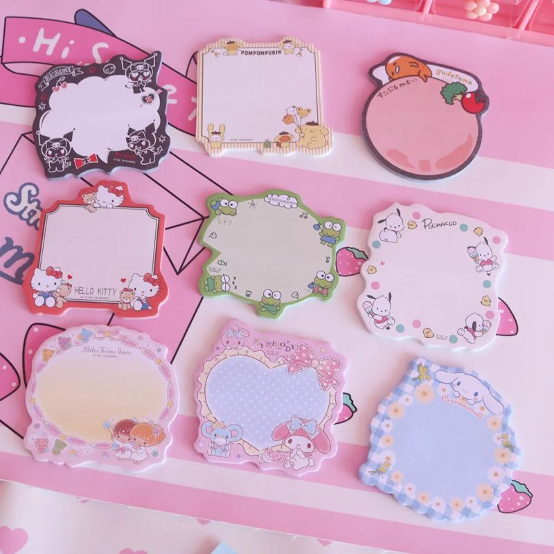 Фото Sanrioed Симпатичные Стикеры для заметок аниме Kawaii My Melody Cinnamoroll Kuromi милые студенческие Канцелярские Принадлежности портативные Стикеры для заметок №2