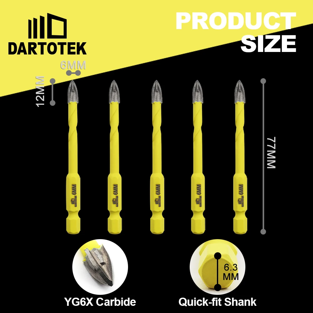 

Набор сверл из твердого сплава для дрели, 5/6/8/10/12 мм