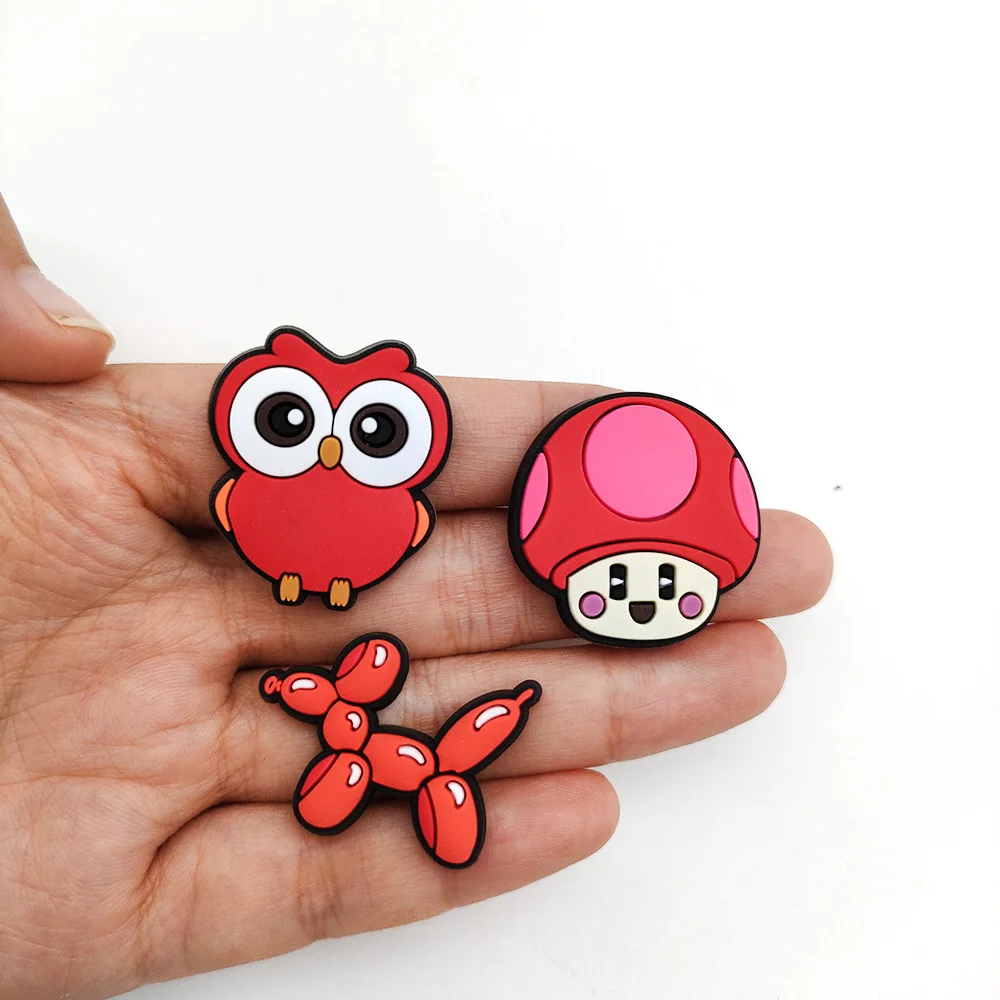 10p Red VSCO Cute Cartoon Pins Croc Shoe Charms Women PVC Ornament Kids Pin Backpack Accessories Single Sale Wholesale Bulk