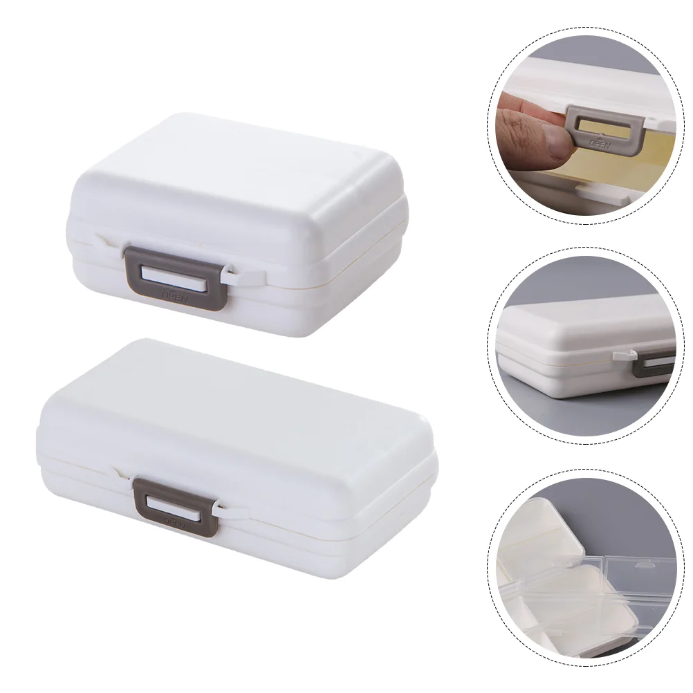 

2Pcs Weekly Pills Containers 7 Compartments Pills Boxes Mini Plastic Cases (White)