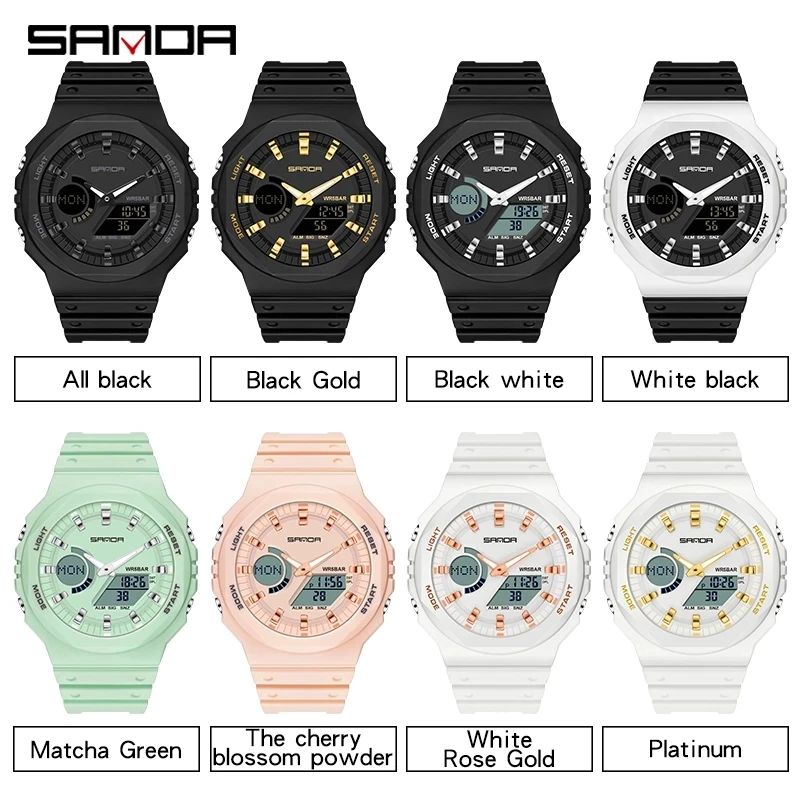 SANDA Mens Watches 2023 New Sports Watch Chronograph Luminous HD LED Dual Display Watch 50M Waterproof Relogio Masculino 6016 enlarge
