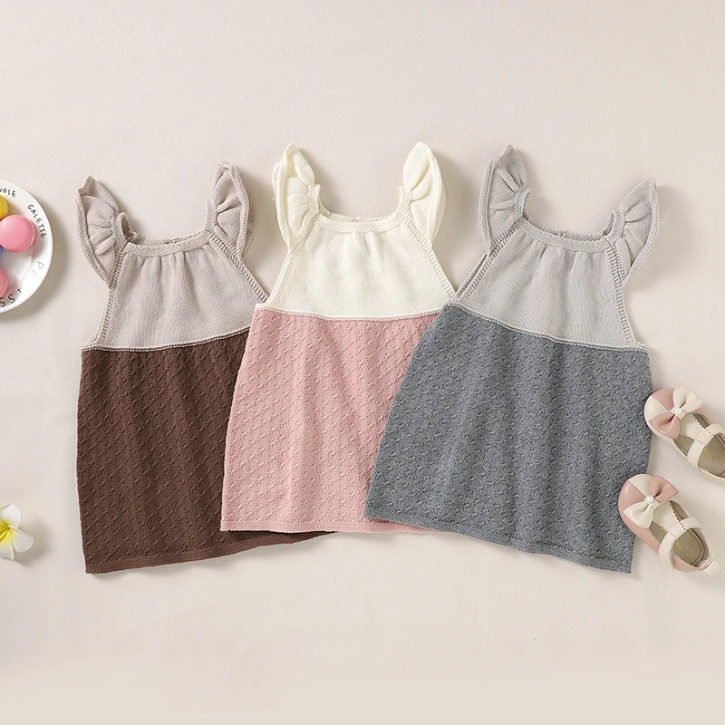 

Baby Clothes Casual Sleeveless A-Line Newborn Infant Pleated Princess Dress One Pieces Cotton Knitted Toddler Outerwear Outfits