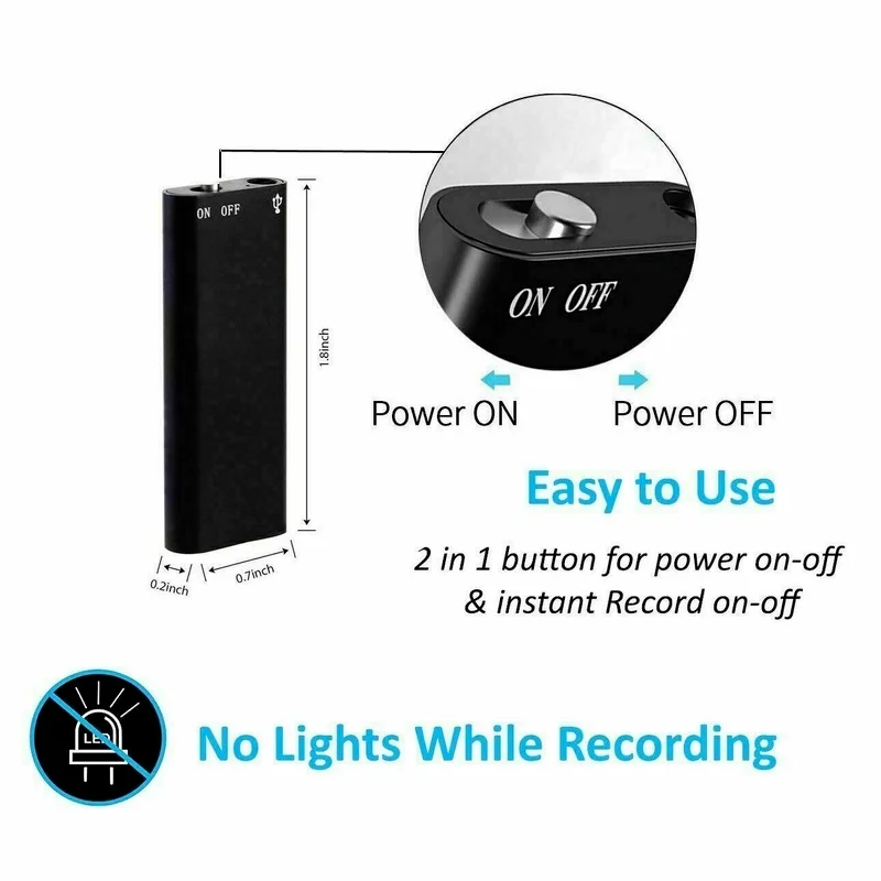Voice Listening Device 96 Hours Bug Recording Voice Activated Recorder Portable Audio Digital Recorder