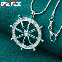 925 sterling silver rudder zircon pendant necklace 16 30 inch snake chain for ladies party wedding high jewelry