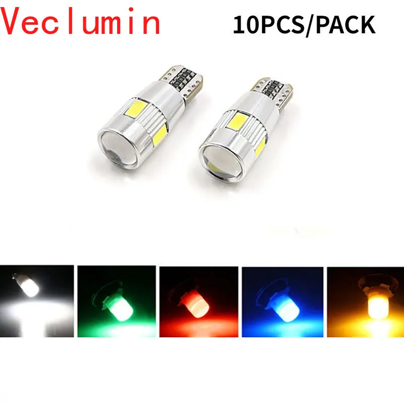 

Car CANBUS Width Lamp T10 W5w 5630 6smd License Plate Rear Trunk Light with Lens Aluminum Parts T10 Signal Lamp Reversing Lamp