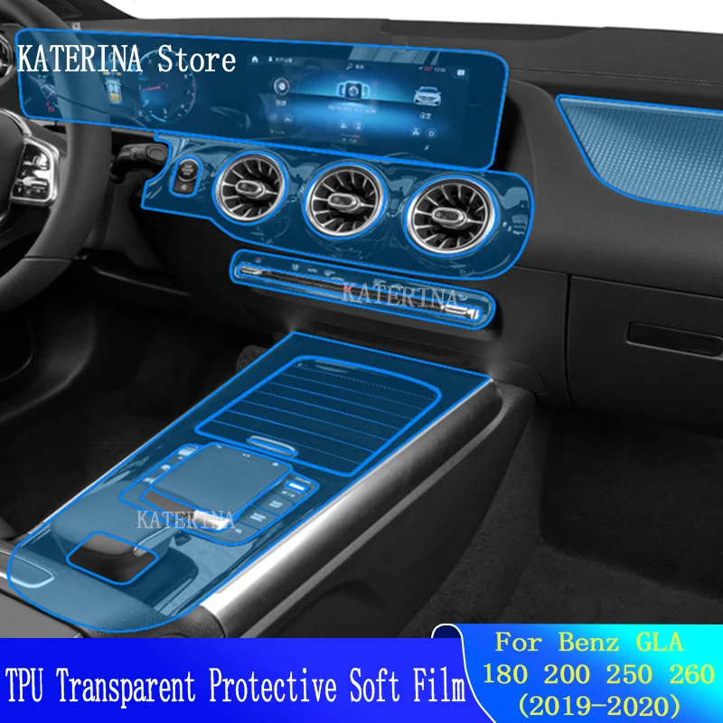 

For Mercedes Benz GLA H247 2020 Car Interior Center Console Transparent TPU Protective Film Anti-scratch Sticker