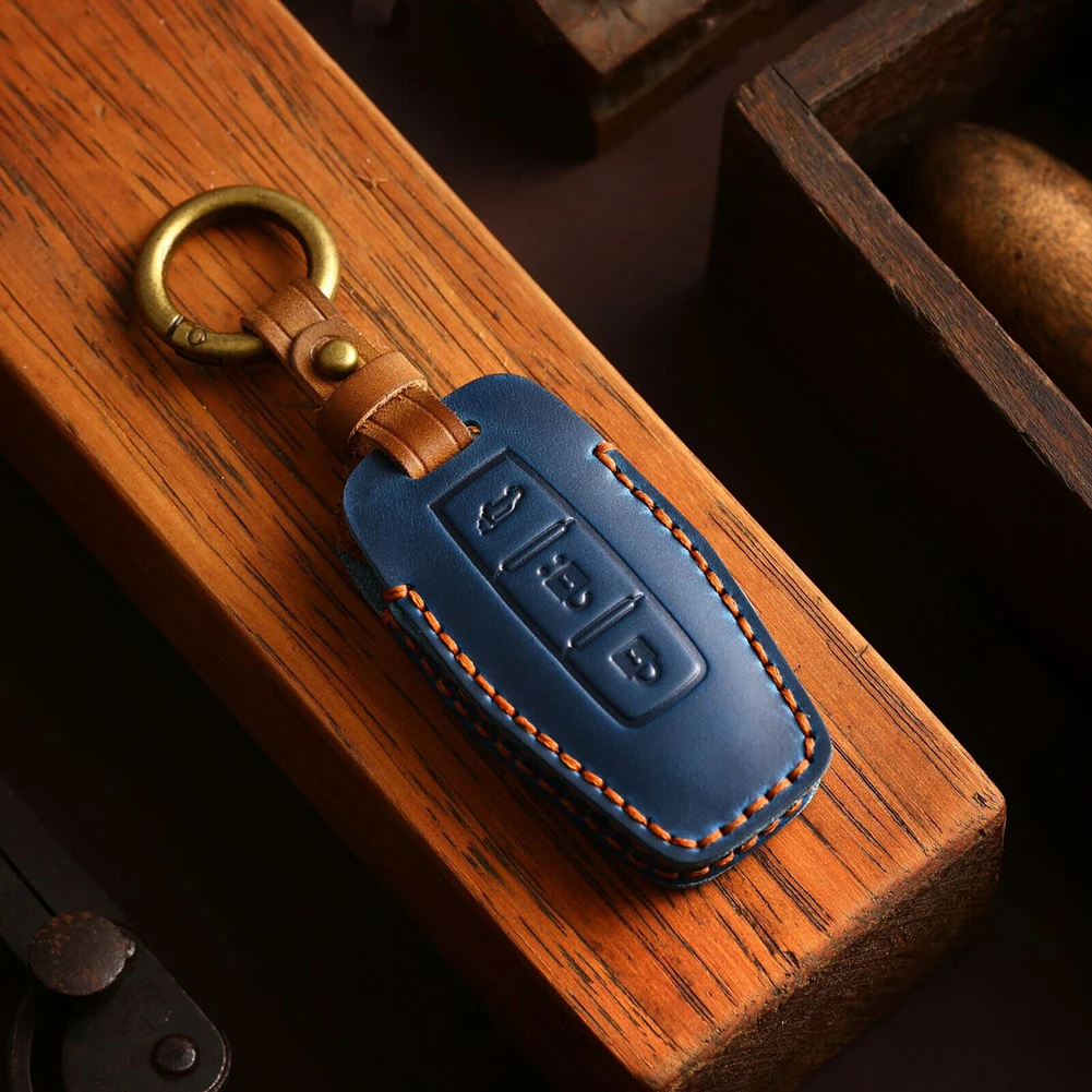 

Leather Remote Key Bag Case Fob For Outlander 2022 2023 Shell Blue Car Key Case Bag Protector Accessories