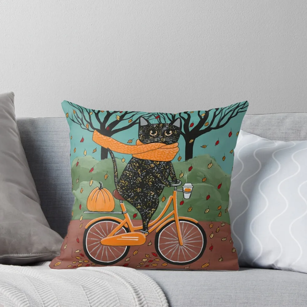 Осенняя декоративная подушка в виде кота для езды на велосипеде