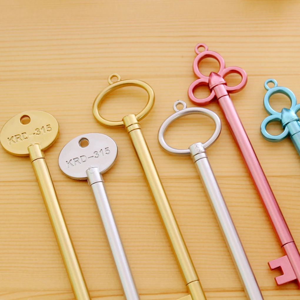 

6Pcs set 0 38mm Marker Pen Retro Key Shape Gel Pen Home Office Students Writing Stationery Set
